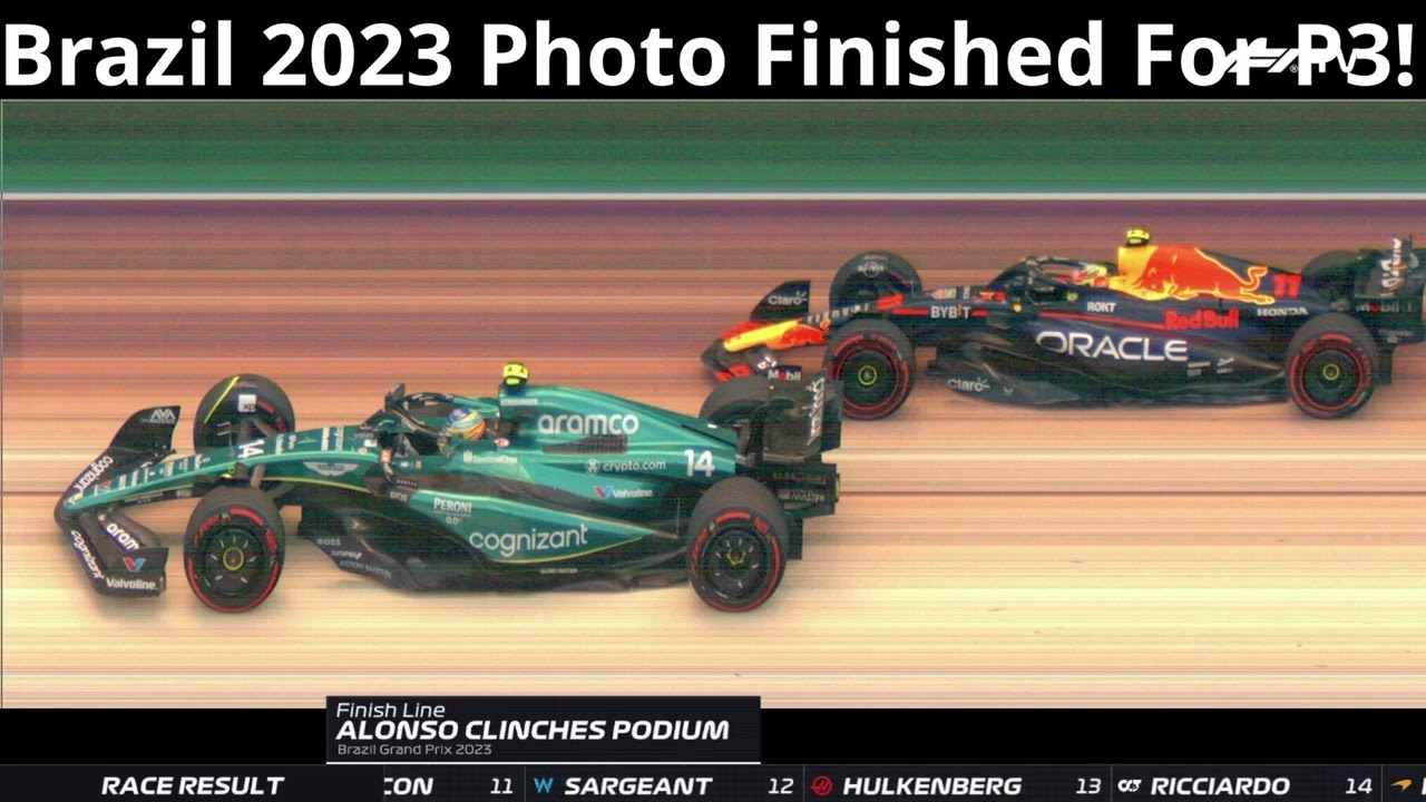 Fernando Alonso & Sergio Perez Photo Finish For P3 Podium