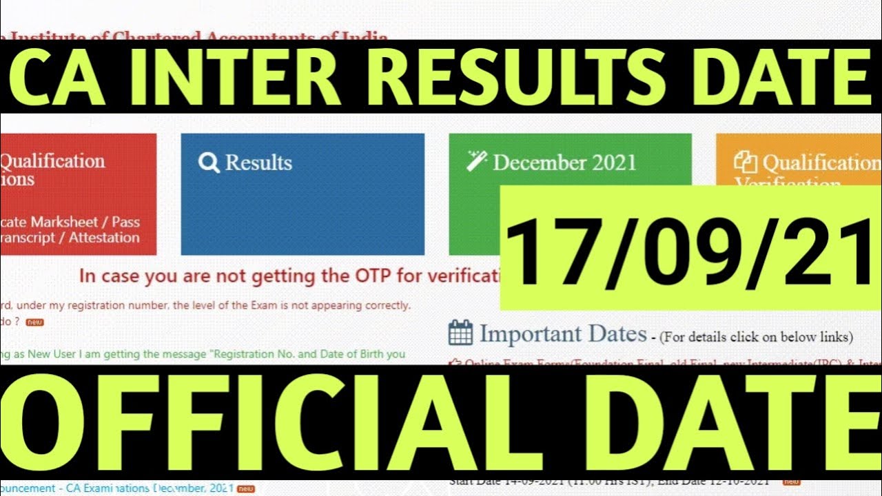 CA inter result date //CA results July 2021//CA exam results date//CA July 2021 exam results