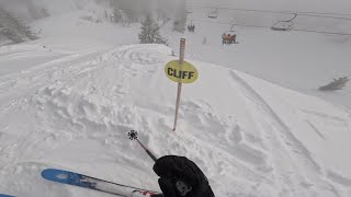 Palisades Tahoe Squaw Valley powder @Pipuchor . Granite powder lap under chairlift.