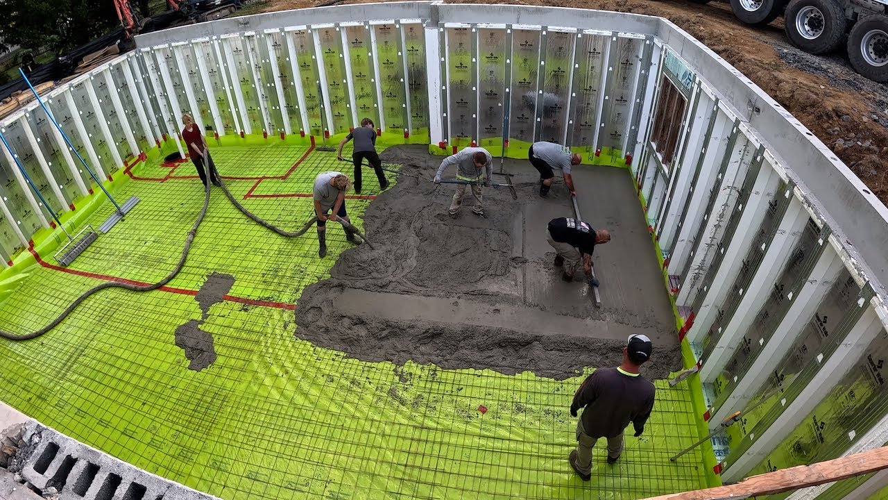 How to pour concrete for a basement floor - YouTube