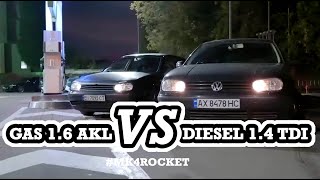 Дизельный Golf 4 1.9TDI против бензин 1.6 AKL. Кто быстрее?