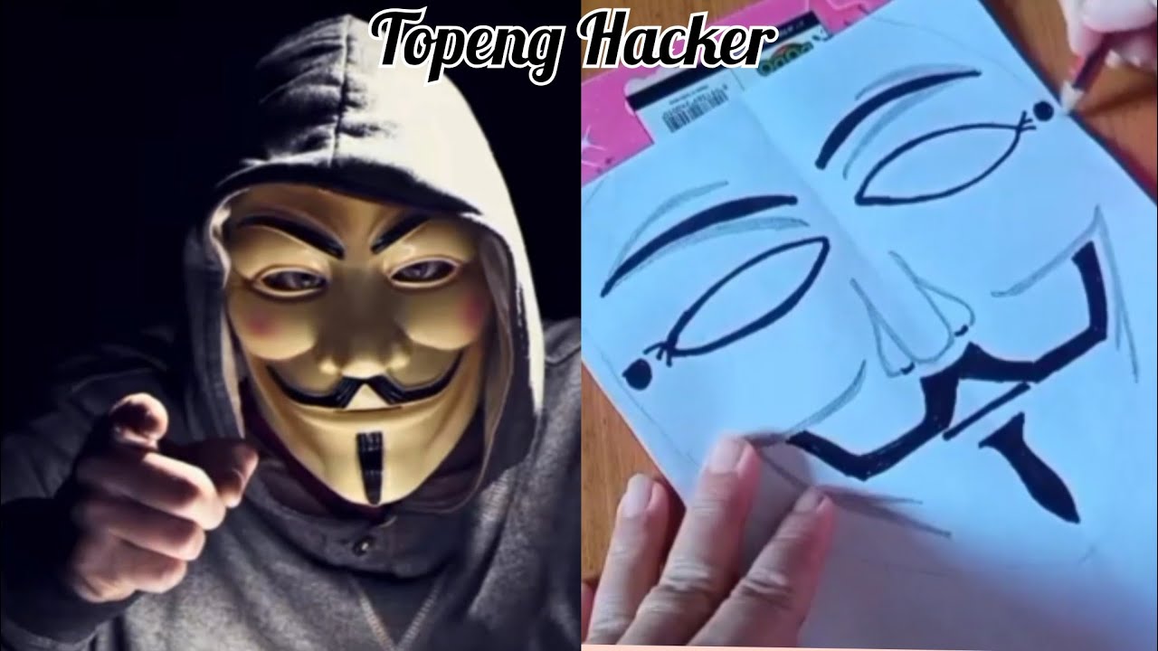Cara  simple menggambar Topeng Hacker/How to make Hacker mask paper