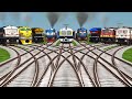 Nine Trains Railroad Crossing For Diamond Branched Railroad Tracks || Train Driver || locomotive gam
