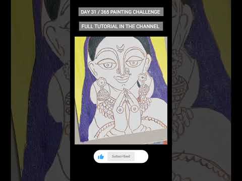 Traditional lady acrylic painting tutorial #trending #trendingshorts #trend #art