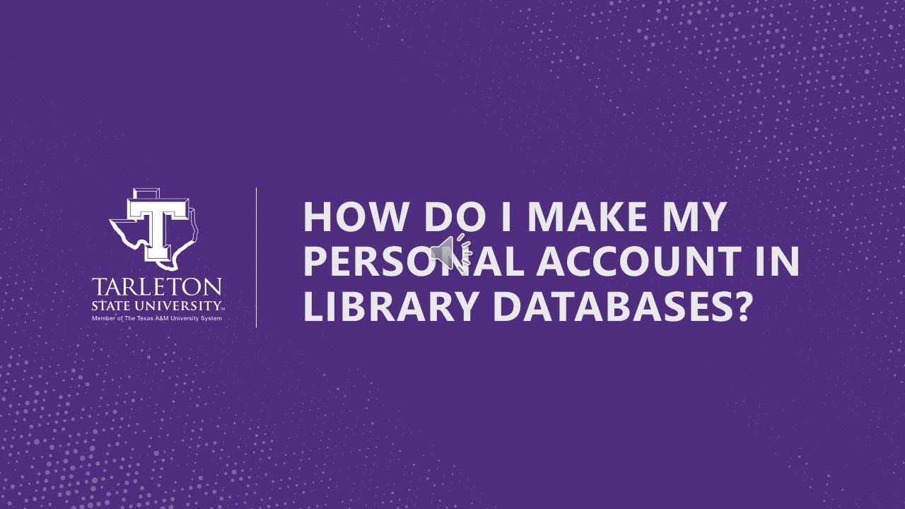 How do I make my personal account in library databases? - YouTube