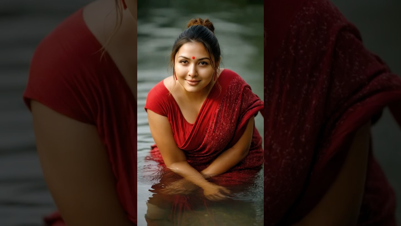Lotus Grace: A Pretty Woman in Saree Sitting on Water | Dubai Princess | 
