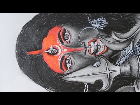 Angry Kali Mata Drawing  Oil pastel pastel drawing  Step by step  Part   3   YouTube