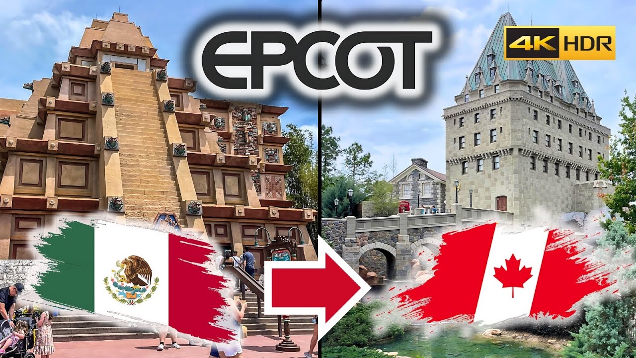 Epcot Disney World Showcase Morning Walkthrough From Mexico to Canada ...
