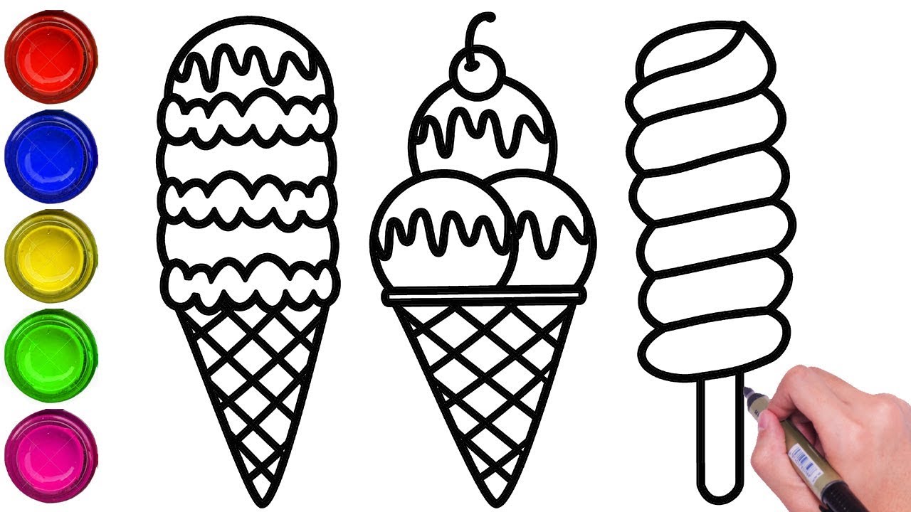 HOW TO DRAW A CUTE ICE CREAM | ICE CREAMS COLORING AND DRAWING FOR ...