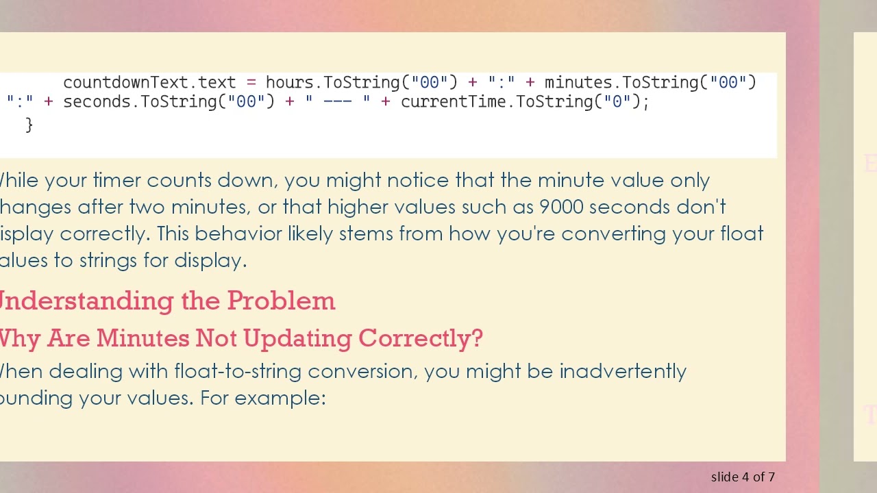 Creating a Functional C#  Timer in Unity: Troubleshooting Common Issues