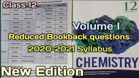 REDUCED BOOKBACK QUESTIONS || CHEMISTRY || VOLUME I || NEW EDITION || CLASS 12|| 2020-2021 SYLLABUS