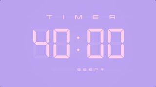 40 Min Digital Countdown Timer with Simple Beeps 💕💜