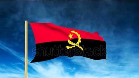 Angola flag slider style. Waving in the wind with cloud background animation Stock video by