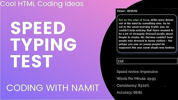 Speed Typing Test Code | Tutorial | Cool HTML Coding Ideas