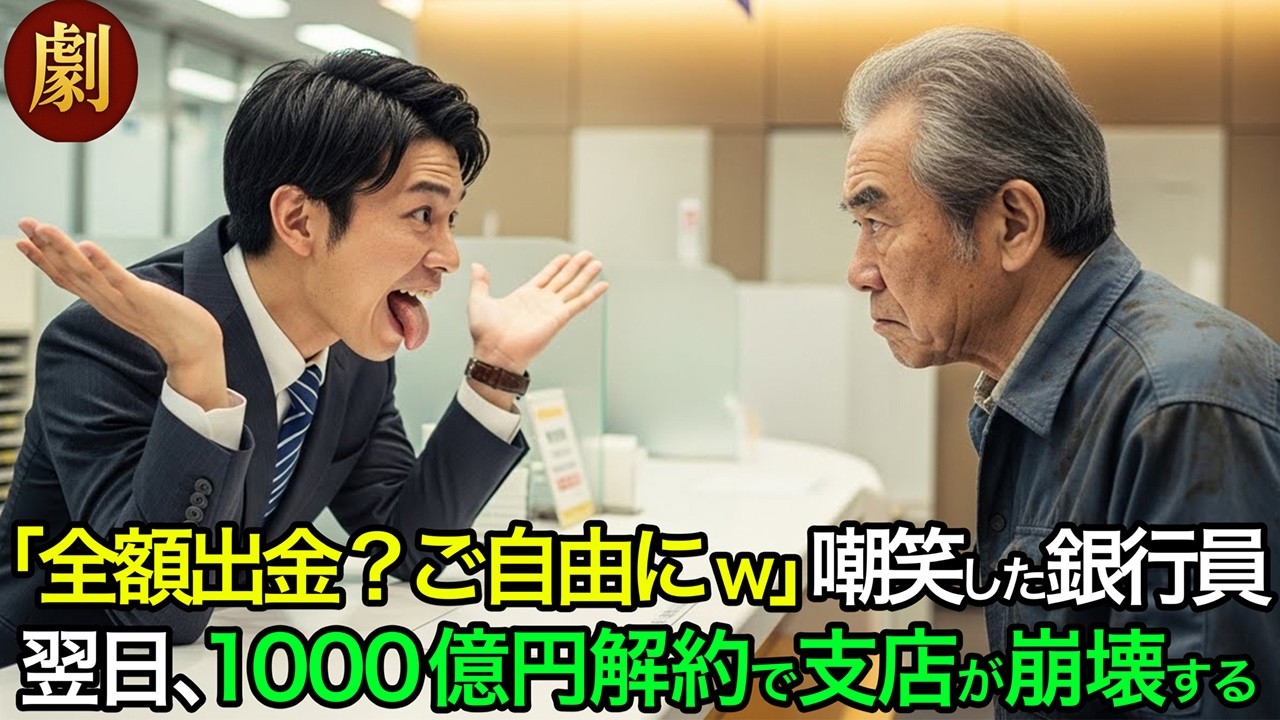 「全額出金？どうぞご自由に」作業着姿の老人を嘲笑した新人銀行員。翌日、1000億円解約で支店が崩壊する…
