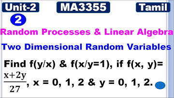 MA3355|MA3391| MA3303 |Unit 2|Two Dimensional Random Variables|Conditional Probability Mass Function