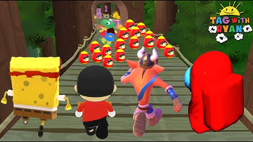 Tag with Ryan vs Spongebob: Sponge on the Run vs Crash Bandicoot: On the Run vs Among Us Rush