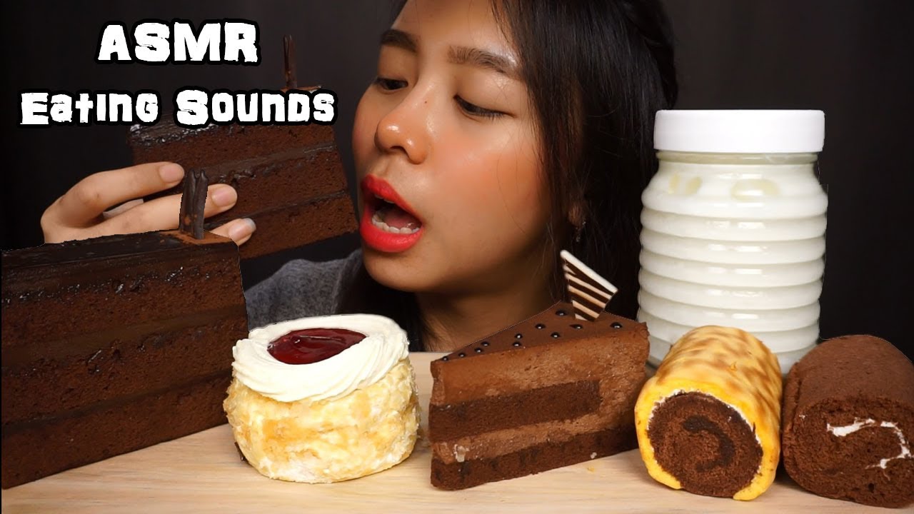 ASMR Assorted Cake Slices, Roll Cakes, & Milk | Soft Eating Sounds | No Talking
