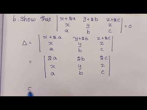 #11th maths exercise 7.2 6 #show that determinant x+2a y+2b z+2c x y z a b c = 0