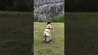 Just a Victorian lady performing a fragment of hap Gar Kung Fu stick form…