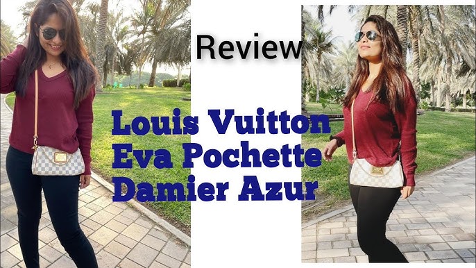LOUIS VUITTON Pochette Eva Damier Azur Clutch Bag White