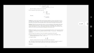 statistical mechanics semester-6 delhi university physics honours Model problem set.@YouTube
