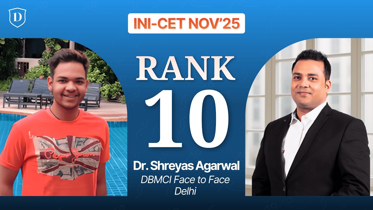 Rank 10 in INICET Nov 2025 Dr. Shreyas Agarwal | DBMCI One Topper ...