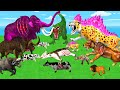 Giant Tiger Vs 10 Zombie Dinosaur Attack Cow Cartoon Buffalo Save By Woolly Mammoth Elephant