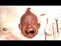 Amazing ceramic face crybaby scultpure  how to timelapse