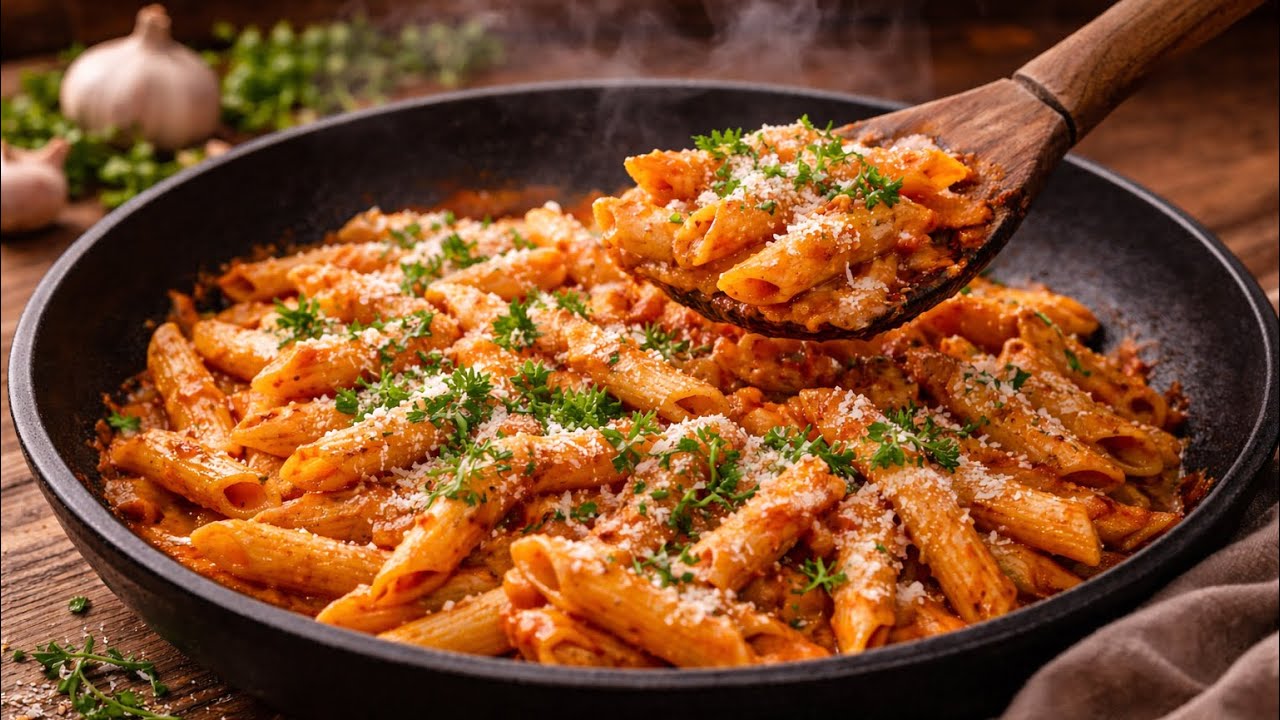 No-Boil Creamy Penne Pasta | Easy One-Pan Dinner Ready Fast !