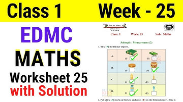 EDMC Class 1 Maths Week 25 Worksheet 25 / Class 1st maths worksheet 25 Week 25 with solution