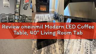 Review oneinmil Modern LED Coffee Table, 40 Living Room Tables with 16 Colors LED Lights, Double-La