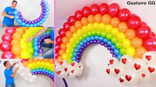 rainbow balloon arch 🌈 balloon decoration ideas🌈 birthday decoration ideas at home - balloon rainbow