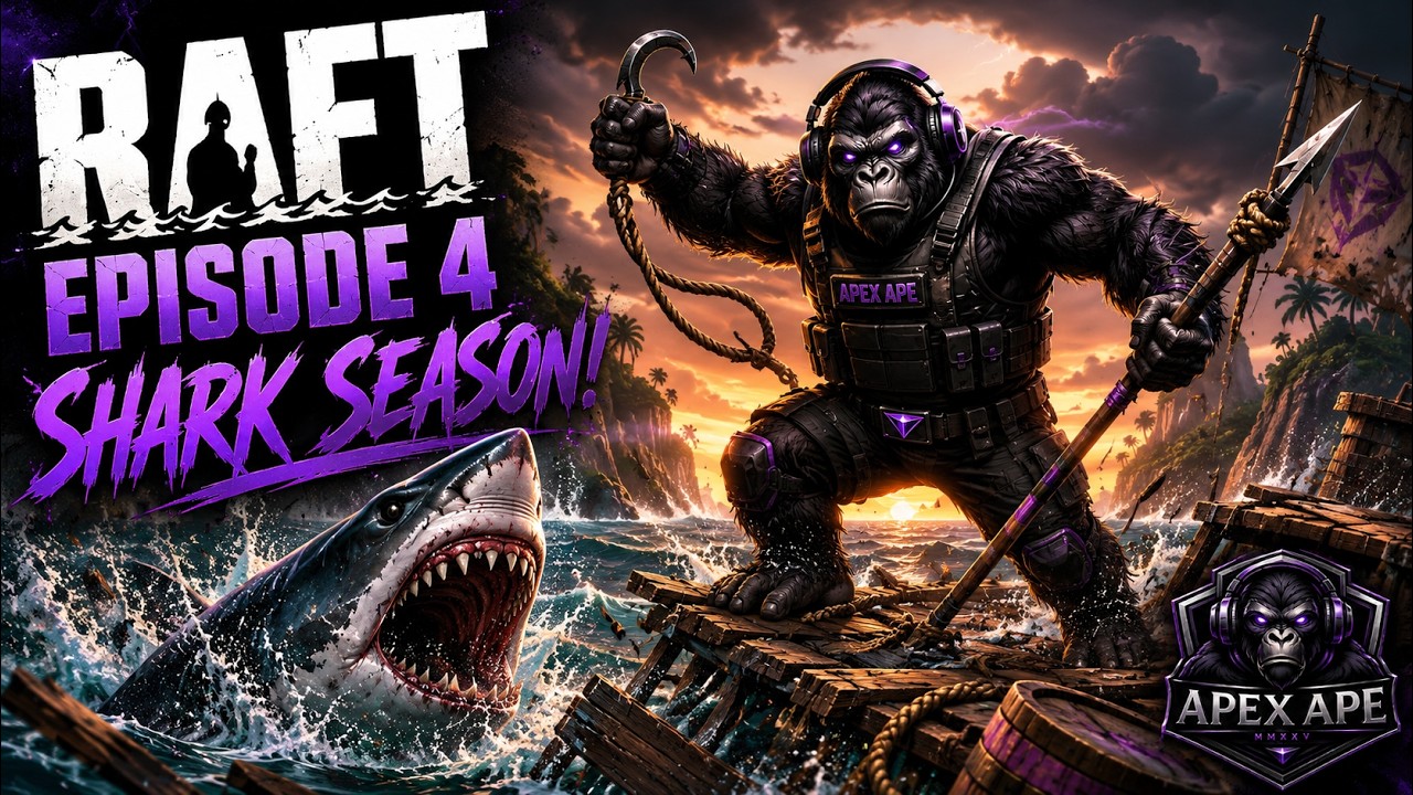 RAFT EPISODE 4 LIVE: Bruce Won’t Leave Us Alone! 🦈 | Apex Ape Survival Chaos