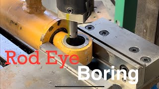 Boring out Hydraulic Cylinder Rod Eye on the Bridgeport - Case 1840 Tilt Cylinders