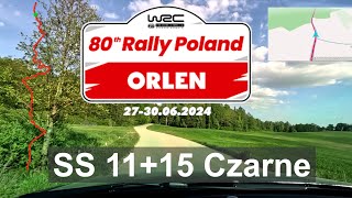 WRC Rally Poland SS 11+15 Czarne onboard recce video, GPS path starts from 4.2 km till the end