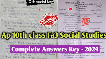 Ap 10th class Fa3 Social Studies question paper 2023-24 And Answers|💯10th Fa3 Social Answer Key 2024