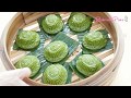 Pandan Che Ku Kueh (Pandan Ang Ku Kueh) with 100% Pandan