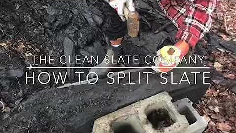 WATCH UNTIL THE END!!  How to split large slate slab with mallet and chisel.