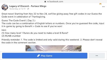 Legacy of Discord: Limited Gift Code Day 3 (24 Nov 2018)