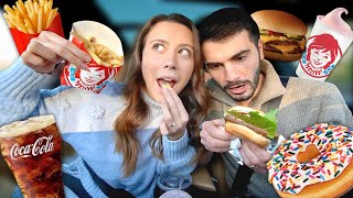 WE LET THE PERSON IN FRONT OF US DECIDE WHAT WE EAT FOR 24 HOURS! DRIVE THRU CHALLENGE