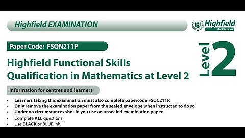 Functional Skills Maths L2 Practice Exam 1 Highfield