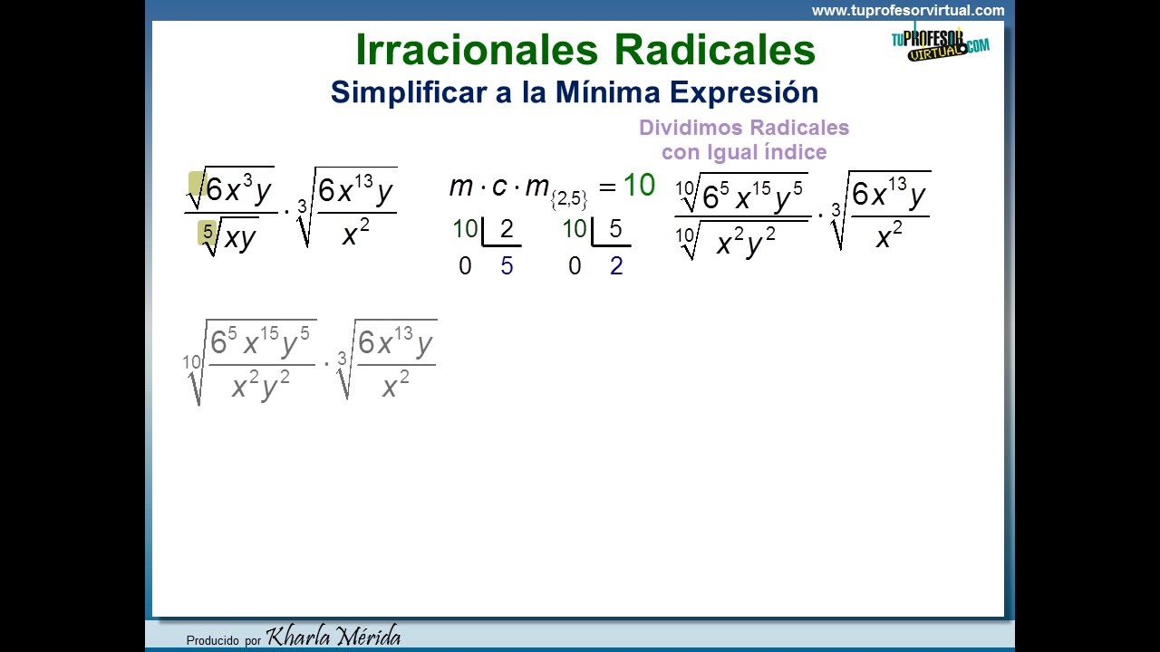 NÚMEROS REALES. Simplificar a la Mínima Expresión los Radicales