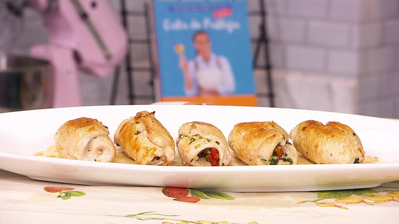Arrolladitos de pollo con papas a la ¨crema¨