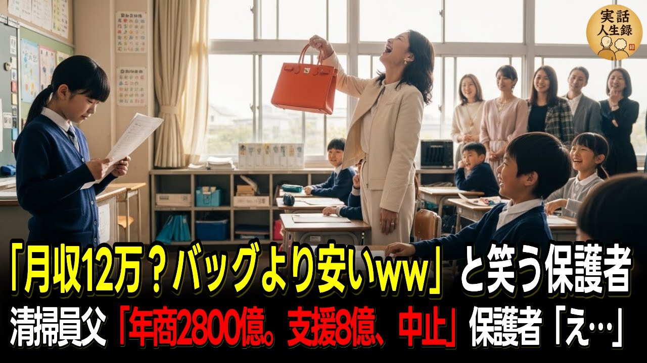 【感動】参観日で月収12万の父を笑った保護者が絶句…清掃員の正体は年商2800億円の会長だった【実話】