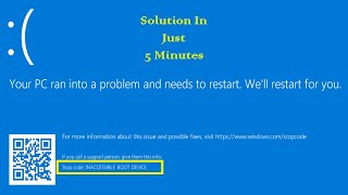 Inaccessible Boot Device Error in Window 10 || Get Solution in Just 5 minutes. #error
