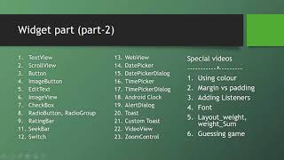 Android Bangla Tutorial 2.1 : Introduction to part 2 | Widget