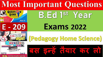 BEd 1st Year 2022 Pedagogy Home Science CCS & MSU UNIVERSITY Most Important Questions #ccsu #upbed
