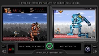 Contra (Sega Genesis vs GBA) Side by Side Comparison (Mega Drive vs GBA) Game Boy Player