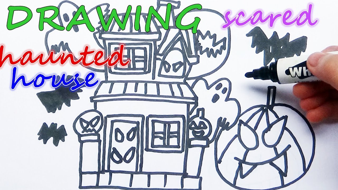 How to Draw a Scared Ghost Haunted House /Coloring Pages ...